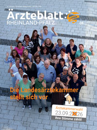 Titelbild der Ausgabe Aug 2026 des Ärzteblattes Rheinland-Pfalz
